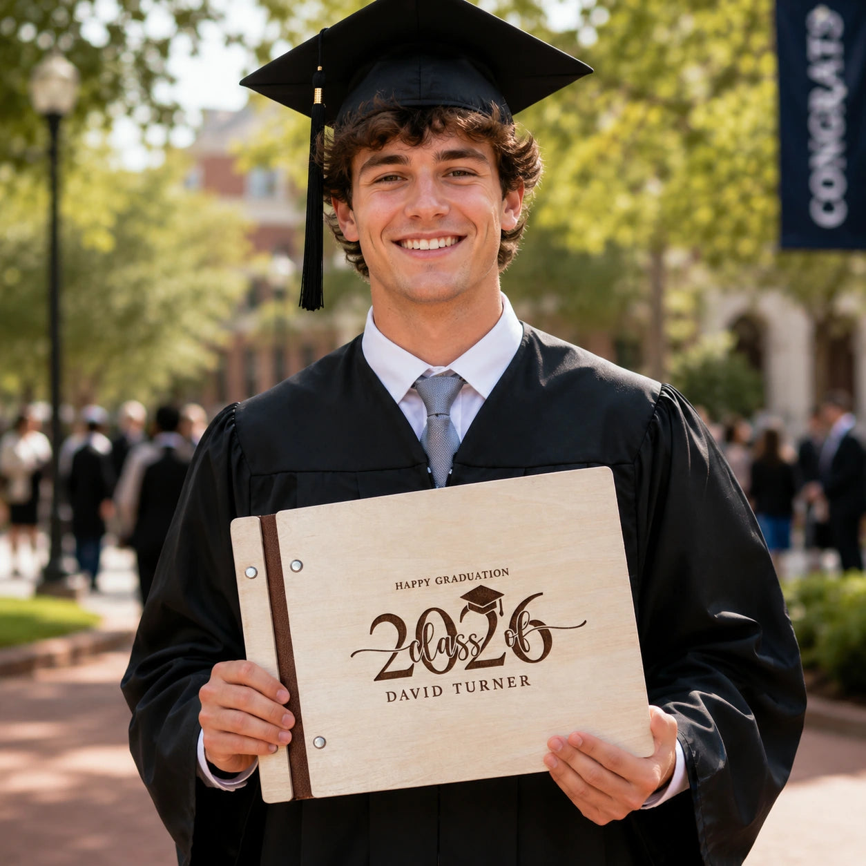 Personalized Wooden Graduation Guest Book | Custom Yearbook &amp; Memory Album