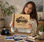 Custom Engraved Wooden Guest Book: Adventure Scrapbook Album