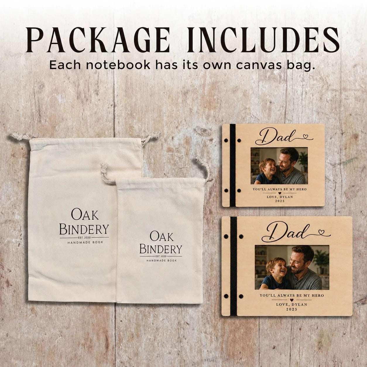 Custom Engraved Wood Scrapbook | Personalized Dad Photo Album | Best Father’s Day Keepsake Gift