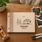 Custom Engraved Wooden Guest Book, Adventure Scrapbook Album, Ideal Gifts for Dad