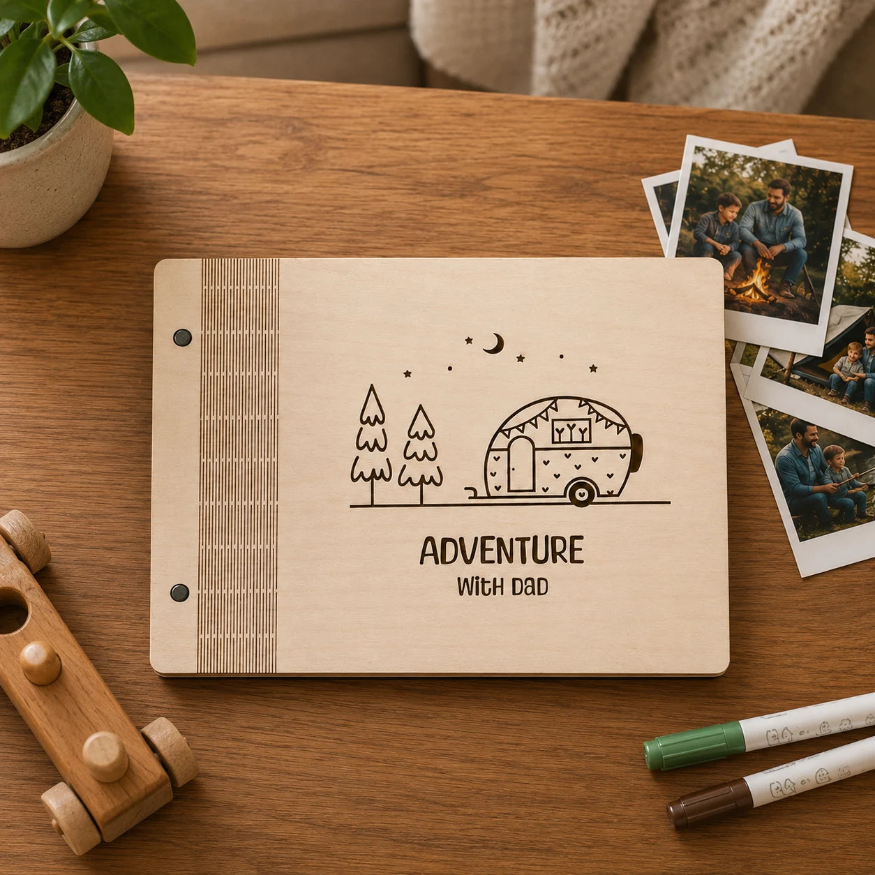 Custom Engraved Wooden Guest Book, Adventure Scrapbook Album, Ideal Gifts for Dad