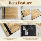 Wooden and Genuine Leather Guestbook for Baby Shower,Gift for Expectant Parents