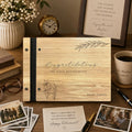 Personalized Wooden Retirement Commemorative Photo Album: Engraved Album, Leather Binding