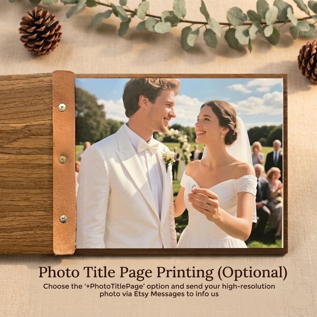 Personalized Wooden Wedding Guest Book – Custom Engraved Rustic Mountain Guestbook for Weddings & Couples