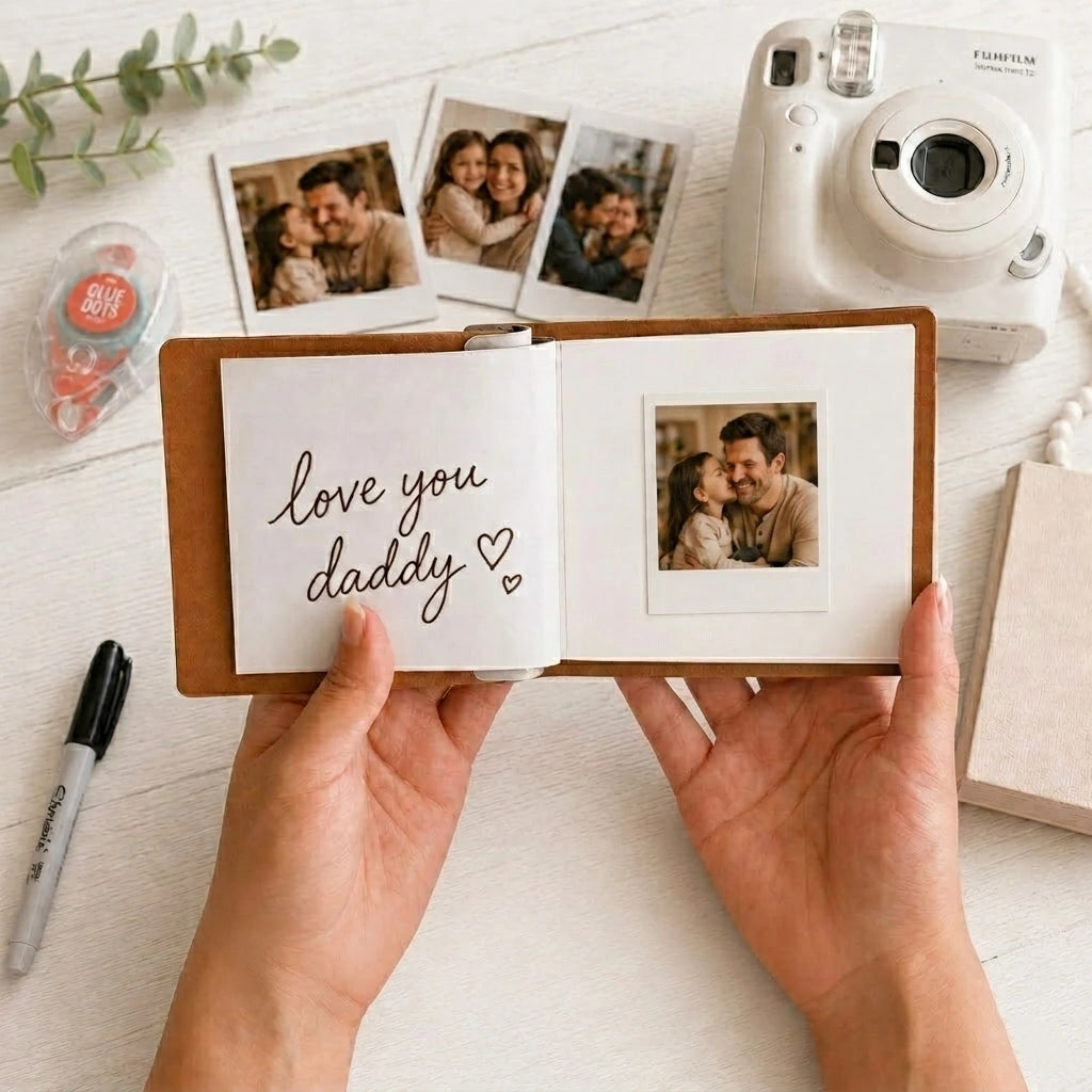 Personalized Memory Book for Dad – Laser Cut Wooden Album – Best Father’s Day Gift