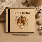 Personalized Wooden Mother's Day Keepsake, Handcrafted Photo Album & Memory Book Gift for Mom