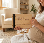 Wooden and Genuine Leather Guestbook for Baby Shower,Gift for Expectant Parents