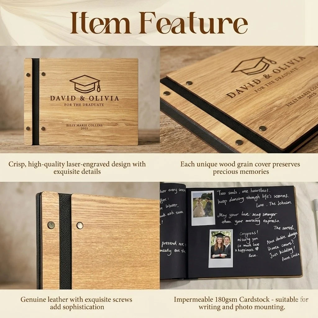 Wooden graduation guestbook, pine wood guest book, custom graduation yearbook