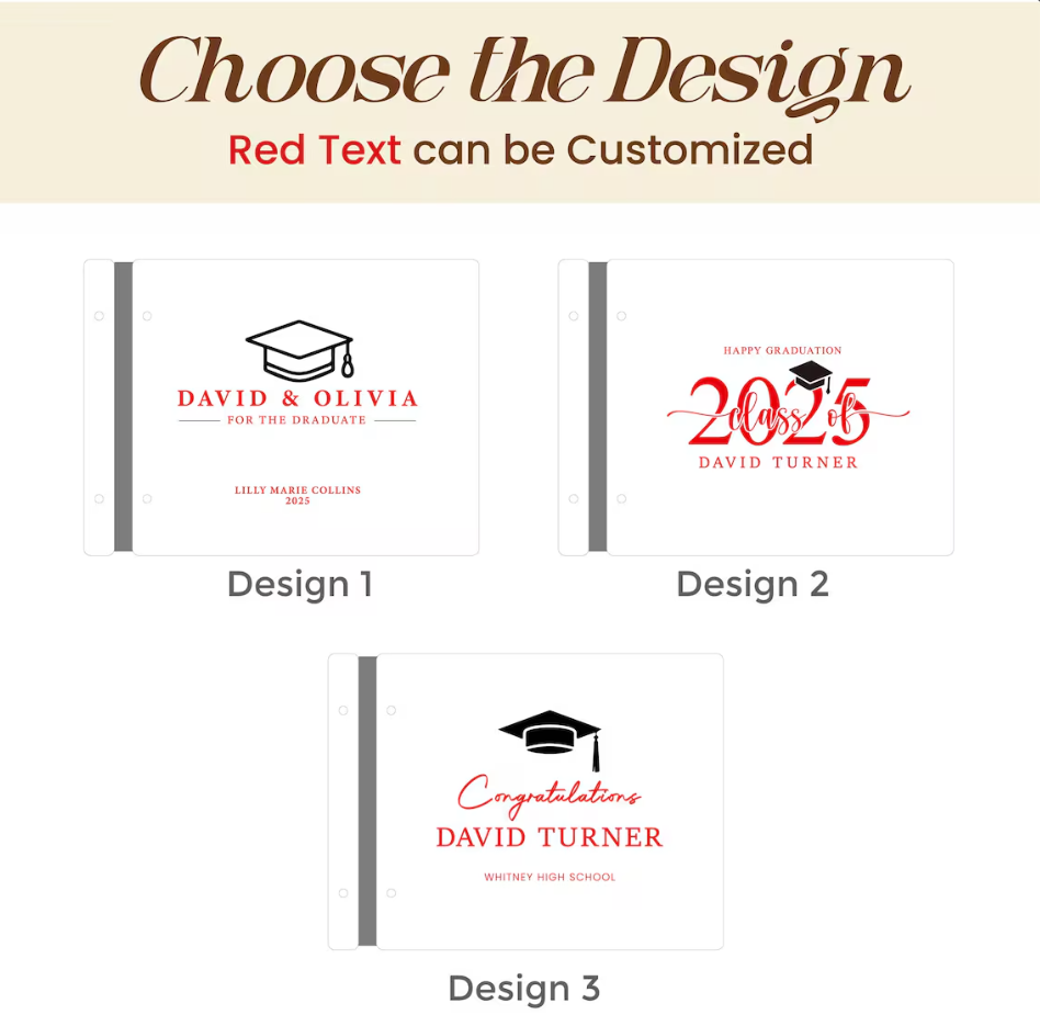 Personalized Wooden Graduation Guest Book | Custom Yearbook &amp; Memory Album