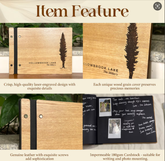 Personalized Wooden Graduation Guest Book | Custom Yearbook &amp; Memory Album