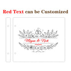 Custom Floral Wood Guest Book with Wedding Rings Design
