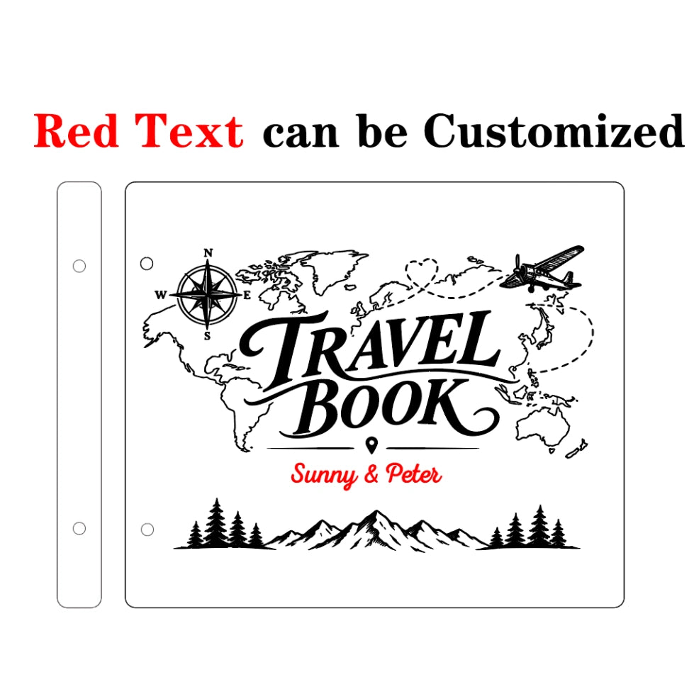 Laser Engraved Wooden Travel Book | Personalized Travel Journal Notebook | Custom Gift for Travelers