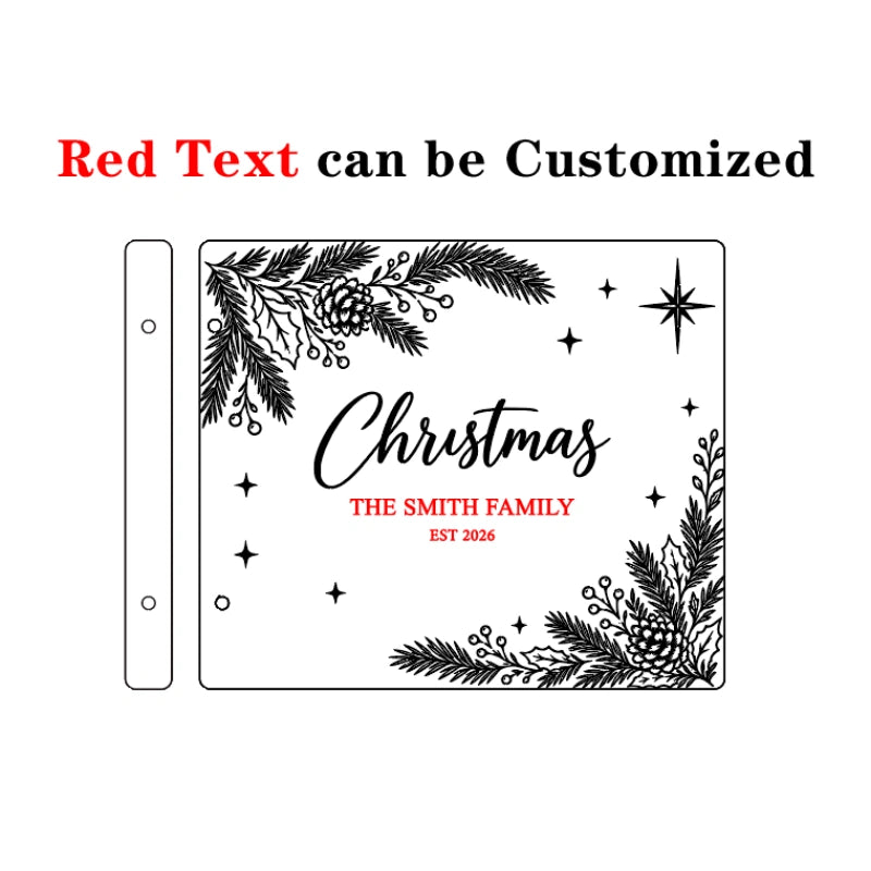 Personalized Christmas Family Memory Book – Custom Engraved Wooden Christmas Keepsake Album