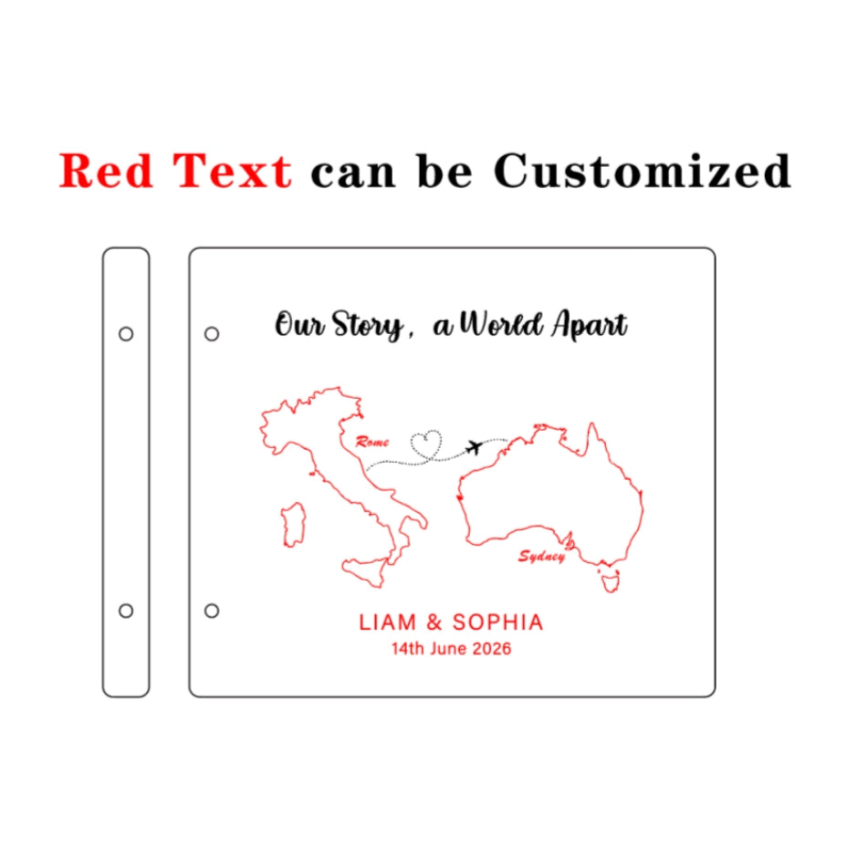 Custom Wood Map Travel Journal - Laser Cut Keepsake Notebook