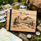 Personalized Wooden Travel Guest Book - Adventure Scrapbook Album, Adventure Lovers, Campers