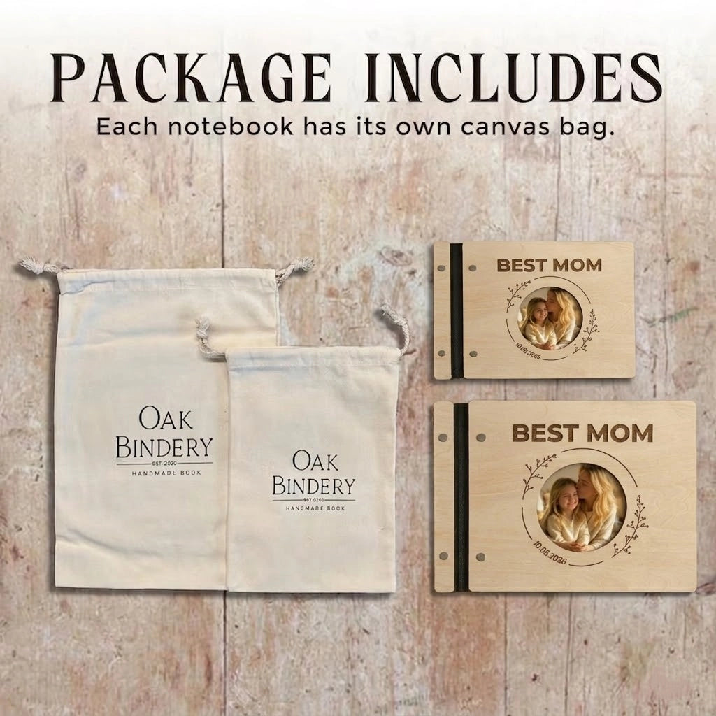 Personalized Wooden Mother's Day Keepsake, Handcrafted Photo Album & Memory Book Gift for Mom