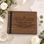 Custom Engraved Wedding Guest Book with Floral Design, Personalized Wooden Keepsake Guestbook