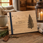 Wooden Guest Book, Pine Tree Guestbook, Custom Cabin Lodge Welcome Book for Airbnb
