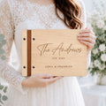 Personalized Family Name Wedding Guest Book – Engraved Wooden Keepsake