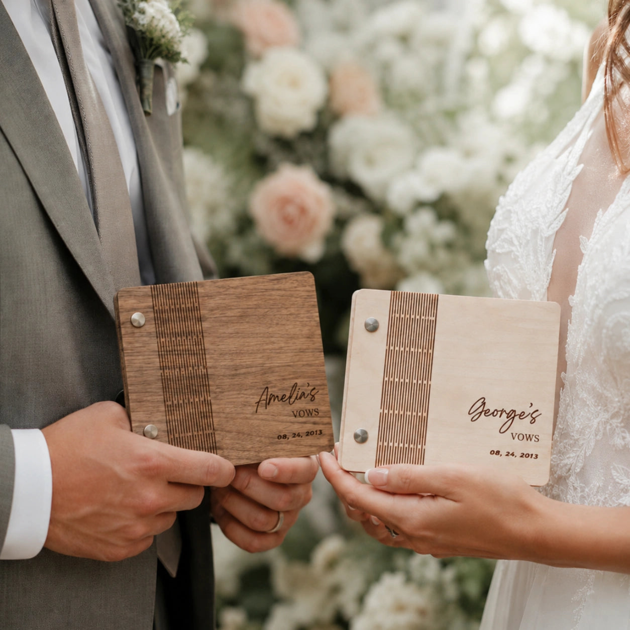 Engraved Wooden Vow Books – Customizable Wedding Keepsake