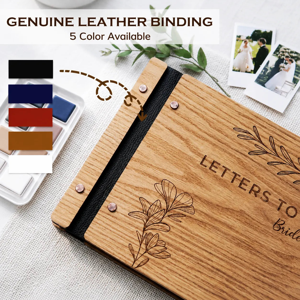 Personalized Wooden Letter to the Bride Book – Handmade Wedding Memory Album & Bridal Shower Keepsake Gift