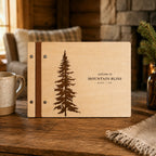 Personalized Cabin Guest Book – Custom Engraved Wooden Vacation Home Welcome Book