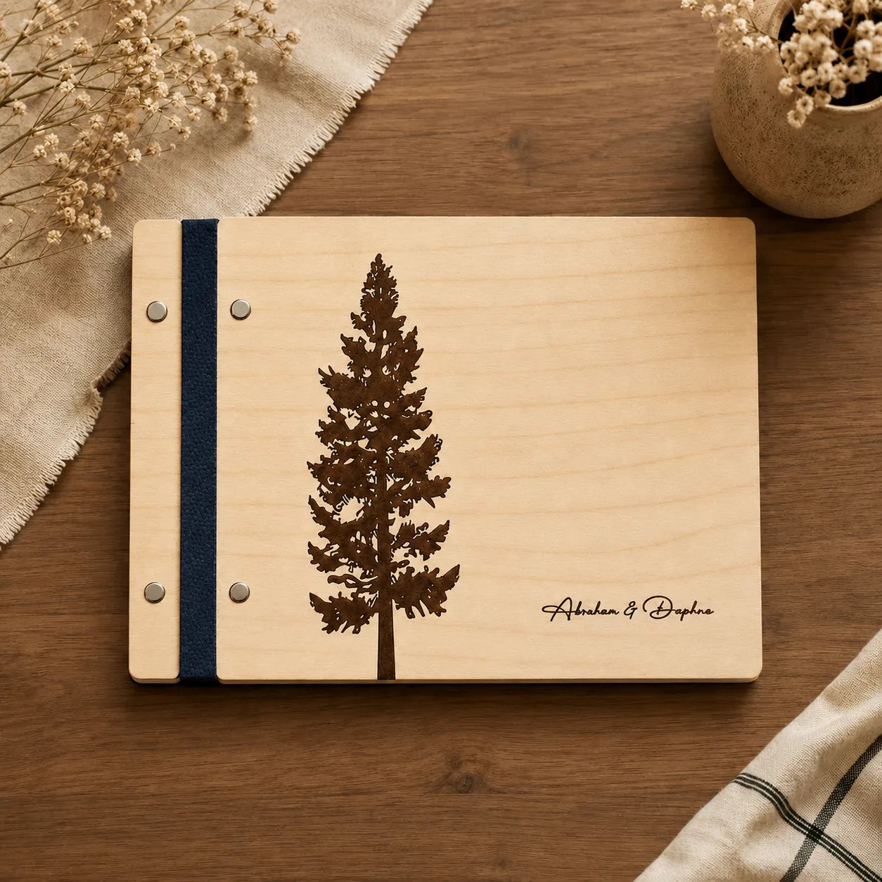 Personalized Pine Tree Guest Book for Airbnb Cabins Lodge, Vacation home Welcome Journal