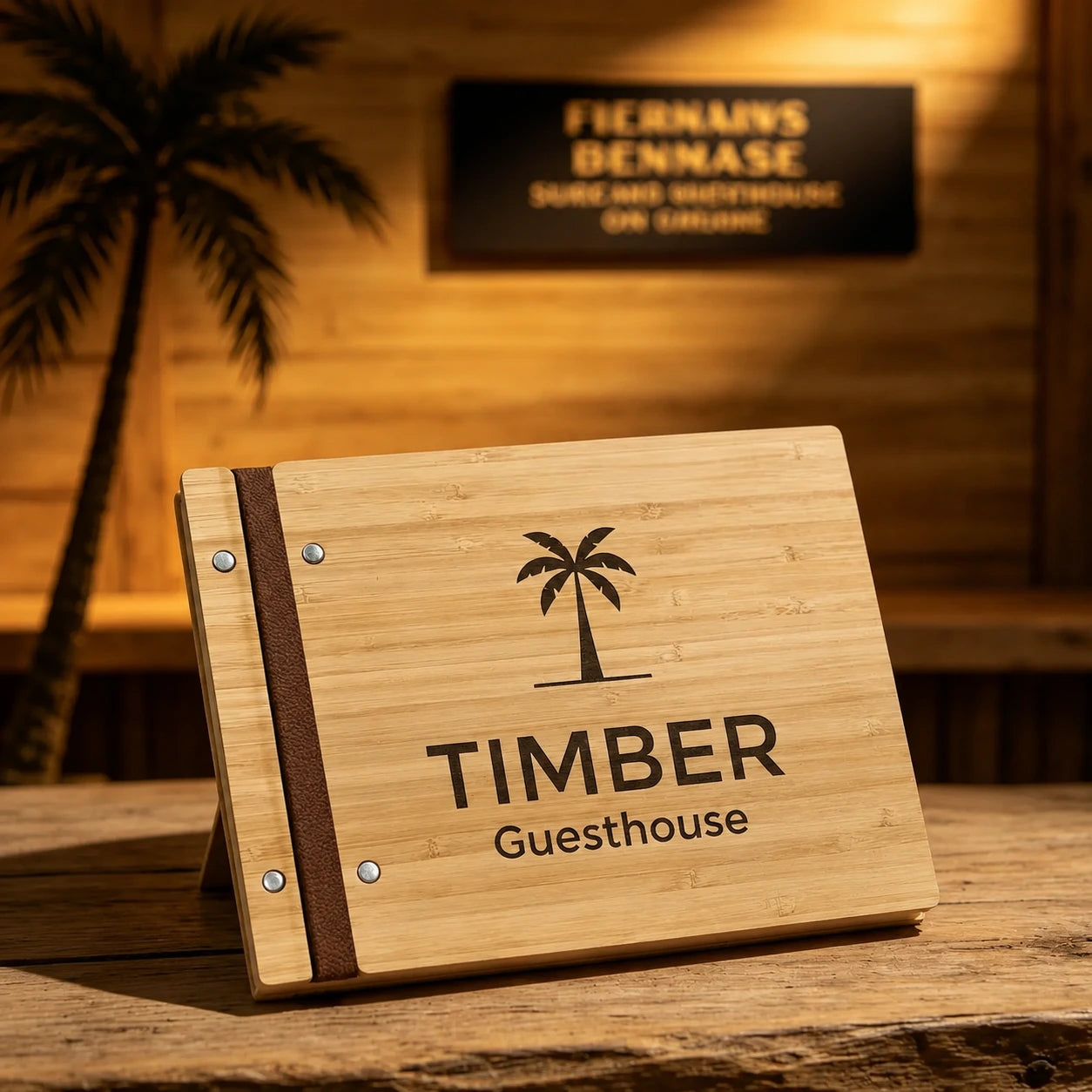 Wooden Guest Book, Pine Tree Guestbook, Custom Cabin Lodge Welcome Book for Airbnb