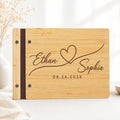 Personalized Wedding Guest Book - Custom Engraved Bamboo Keepsake for Weddings with Names & Date