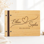 Personalized Wedding Guest Book - Custom Engraved Bamboo Keepsake for Weddings with Names & Date