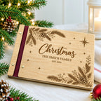 Personalized Christmas Family Memory Book – Custom Engraved Wooden Christmas Keepsake Album