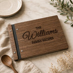 Custom Family Cookbook | Handmade Wooden Recipe Album Gift for Mom Grandma