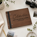 Personalized Walnut Wooden Memory Book – Custom Engraved Keepsake Album for Birthdays & Special Moments