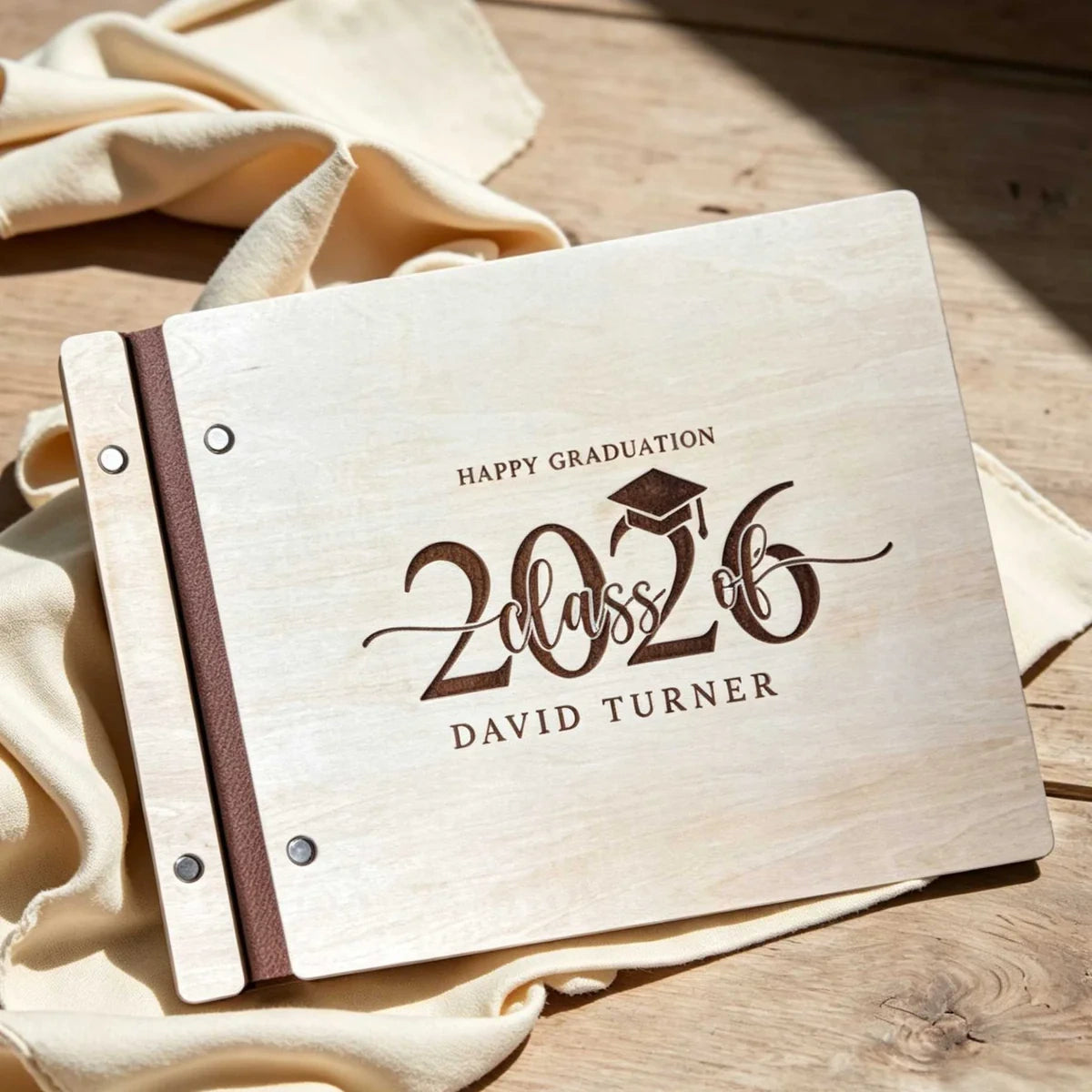 Personalized Wooden Graduation Guest Book | Custom Yearbook &amp; Memory Album