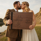 Personalized Wooden Wedding Guest Book, Custom Engraved Guestbook