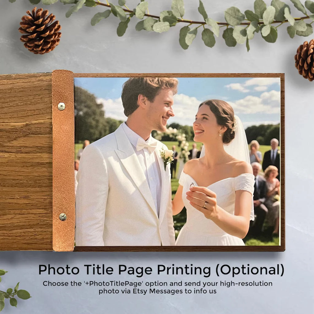 Personalized Wooden Wedding Guest Book | Instant Photos Album and Sign-in Book