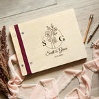 Personalized Wooden Wedding Guest Book: Engraved Photo Album Keepsake
