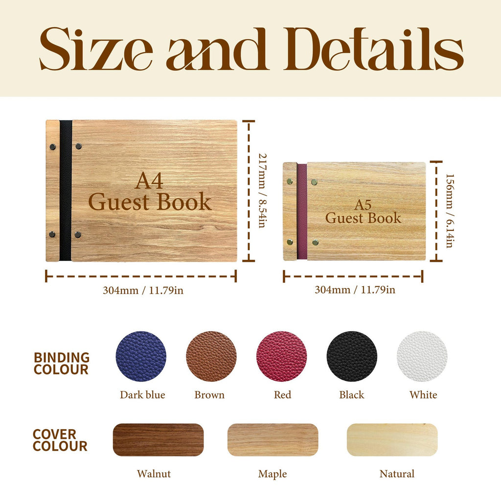 Personalized Wooden Wedding Guest Book: Engraved Photo Album Keepsake