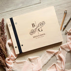 Personalized Wooden Wedding Guest Book: Engraved Photo Album