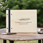 Personalized Engraved Wooden Wedding Guest Book: Photo Album & Sign-in