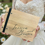 Custom Engraved Wood Wedding Guest Book - Names & Date Keepsake