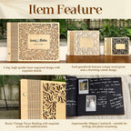 Personalized Wooden Wedding Guest Book | Rose Laser Cut Sign-In Book | Gifts for Couple