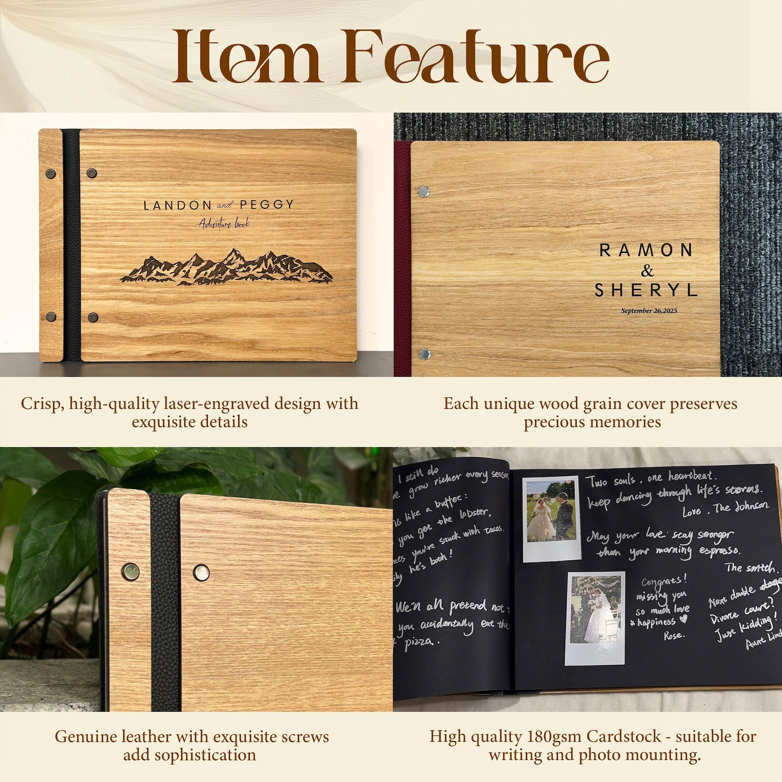 Personalized Wooden Adventure Book: Engraved Travel Scrapbook,Valentine's Day gift