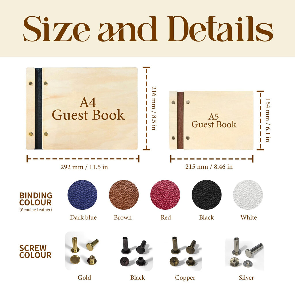 Personalized Engraved Wooden Wedding Guest Book: Photo Album & Sign-in