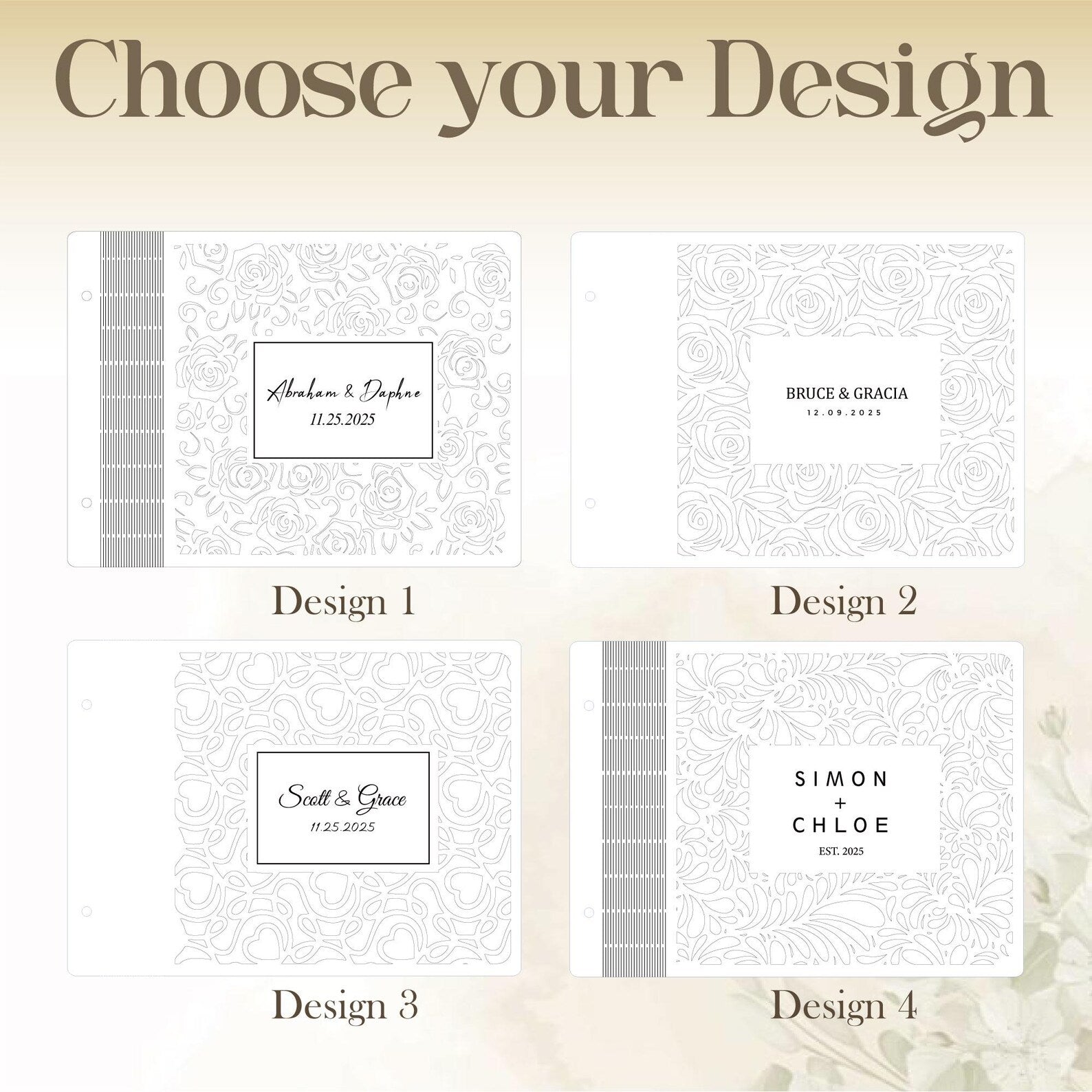 Personalized Wooden Wedding Guest Book: Engraved Wedding  Album, Keepsake for Couples
