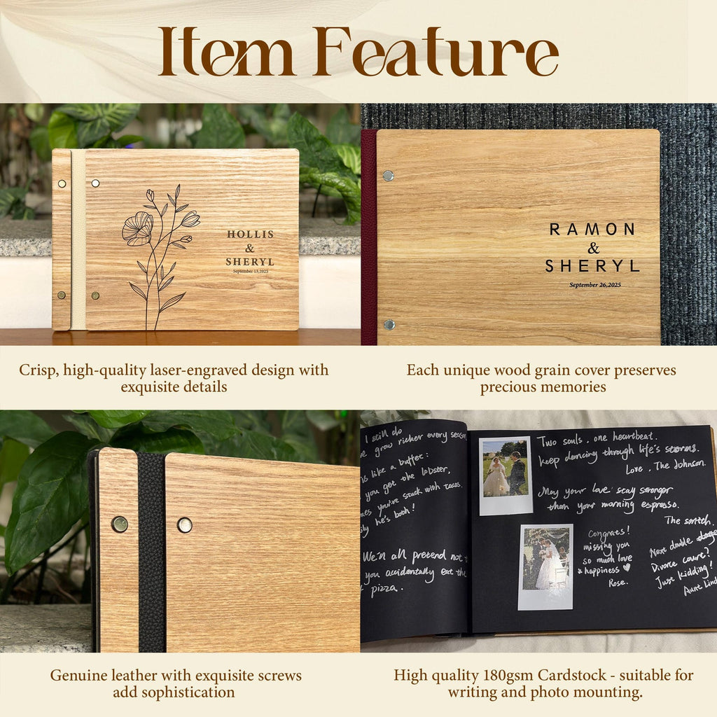 Personalized  Wooden Memorial Guest Book, Celebration of Life Engraved Keepsake
