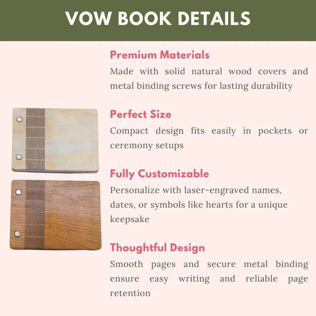 Custom His & Hers Wedding Vow Books – Engraved Wooden Set
