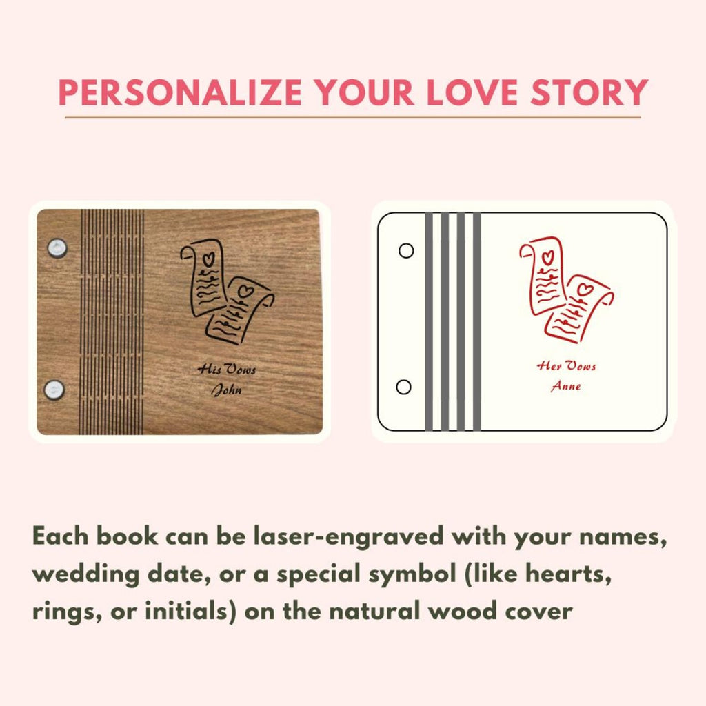 Rustic Wooden Wedding Vow Book - Personalized Keepsake