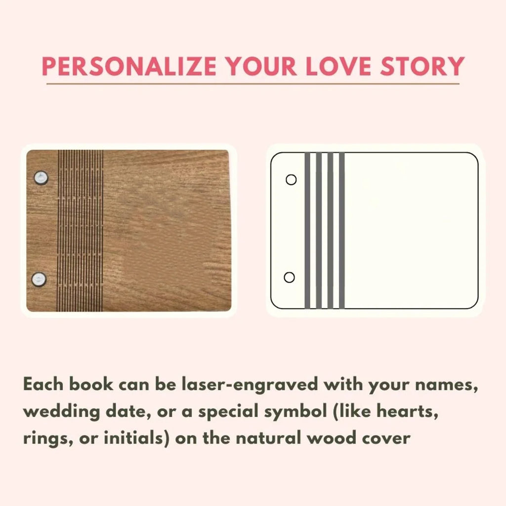 Personalized His & Her Wedding Vow Books – Engraved Wooden Vow Book Set