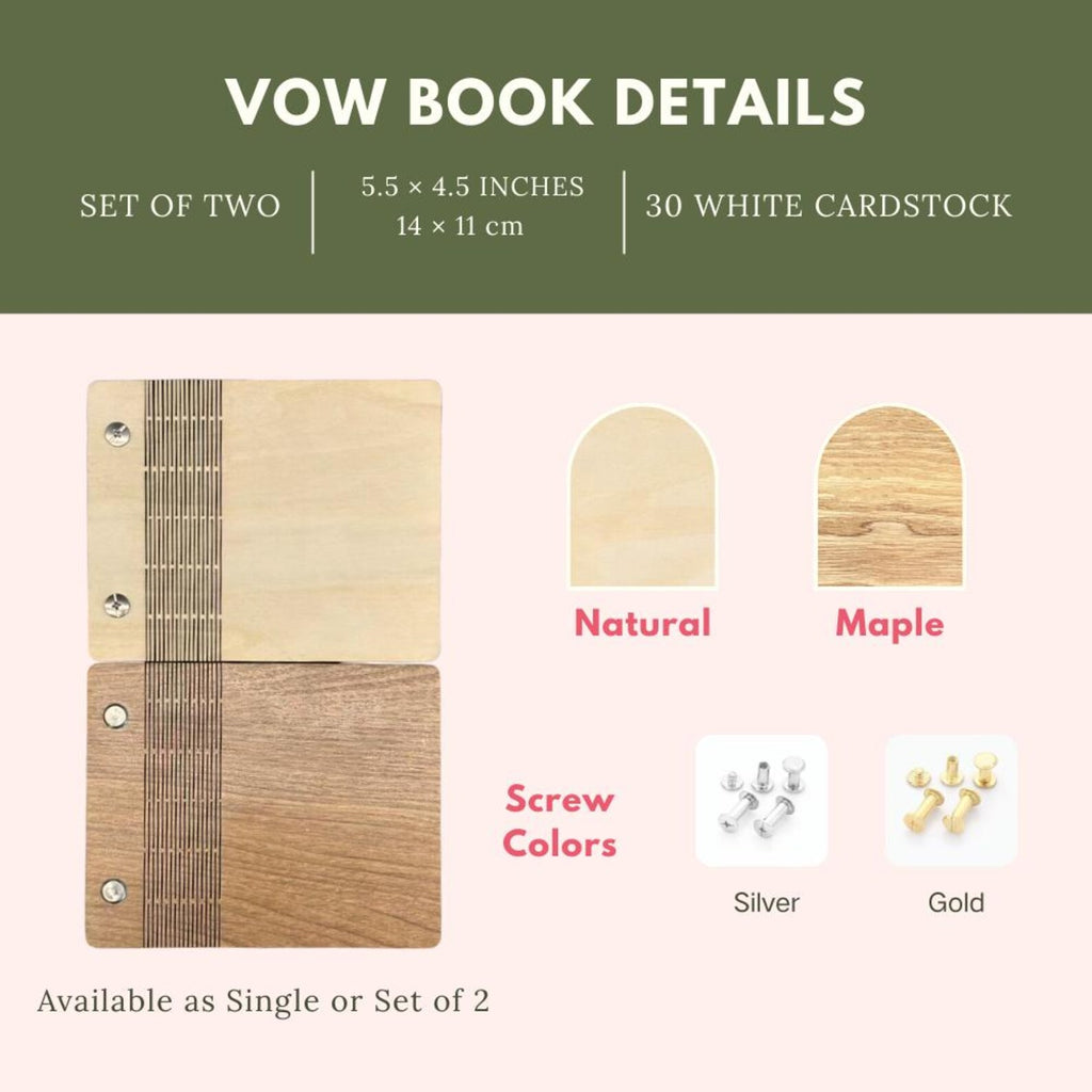 Engraved Wooden Vow Books – Customizable Wedding Keepsake